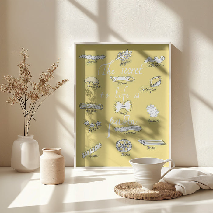 The Secret To Life Is Pasta Framed Art Modern Wall Decor