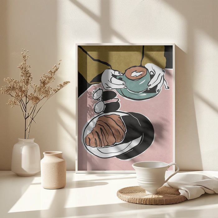 Croissant et café au lait Framed Art Wall Decor