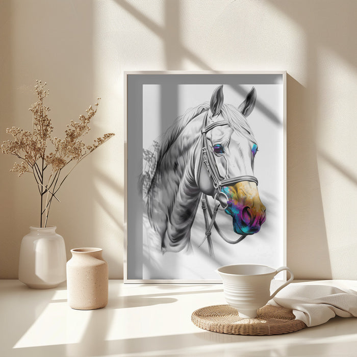 Horse Wild Tribal Illustration Art 03 Framed Art Modern Wall Decor