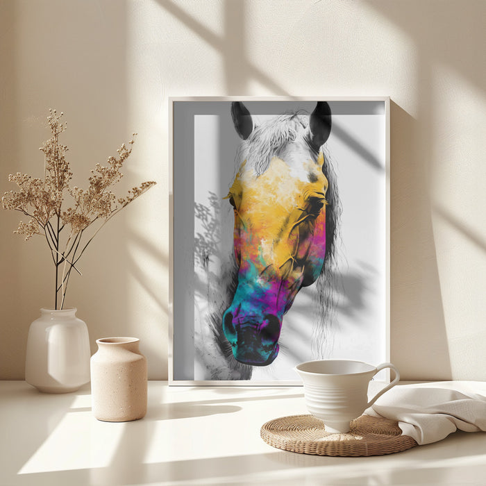 Horse Wild Tribal Illustration Art 08 Framed Art Wall Decor