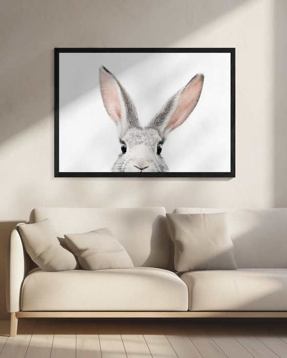 Bunny Landscape Framed Art Peeking Bunny with Scenic Background - Perfect Wall Decor for Any Room