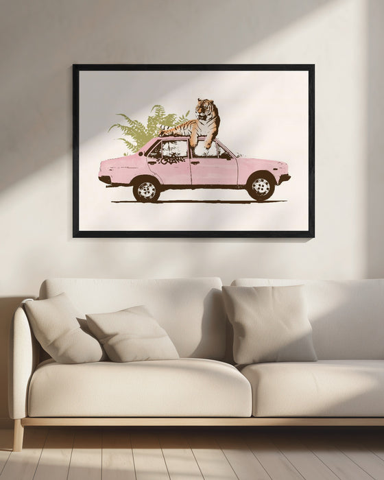 Framed Tiger Landscape Art Print - Perfect for Car Lovers