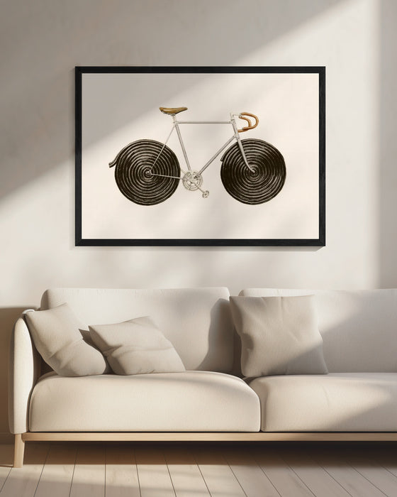 Licorice Bike Framed Art Landscape with a Touch of Whimsy