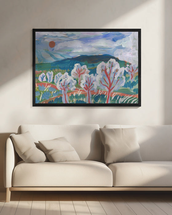 Blue Mountain Landscape Framed Art - Nature Inspired Home Decor