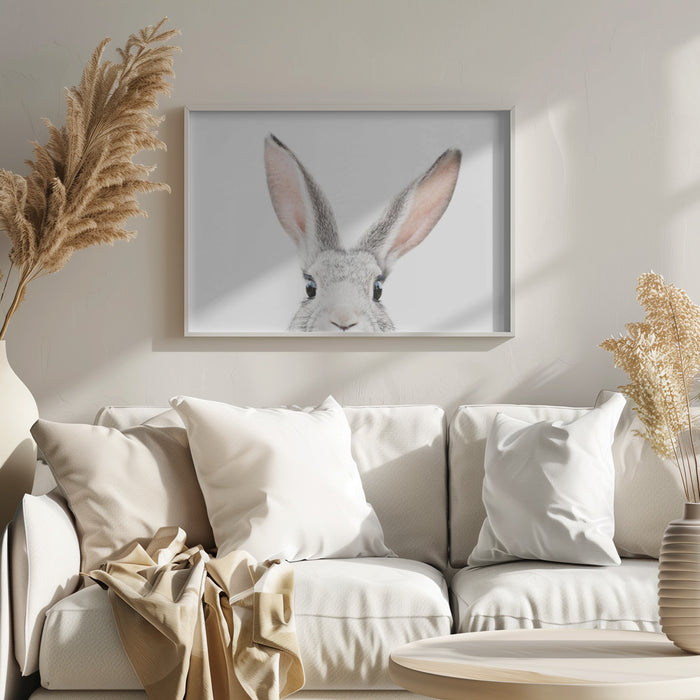 Bunny Landscape Framed Art Peeking Bunny with Scenic Background - Perfect Wall Decor for Any Room