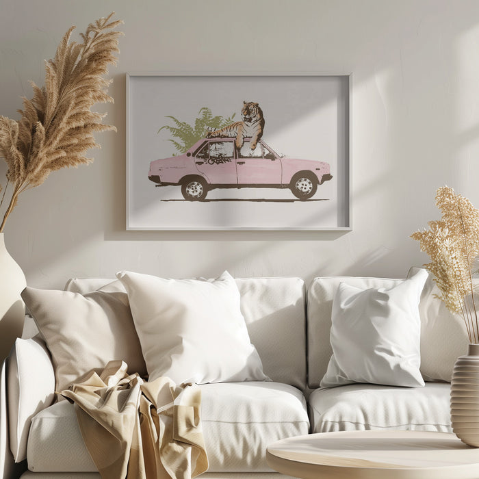 Framed Tiger Landscape Art Print - Perfect for Car Lovers