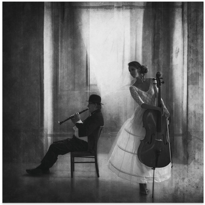 Pause for cello Square Canvas Art Print