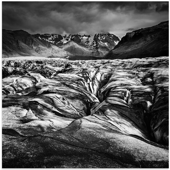 The Black Glacier Square Canvas Art Print