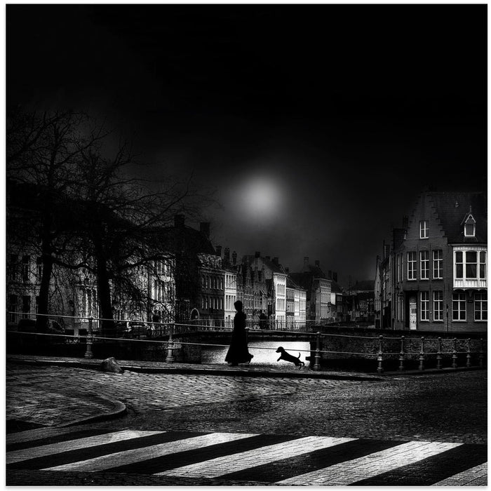 Moonlight stroll Square Canvas Art Print