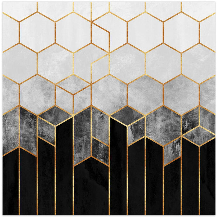 Charcoal Hexagons Square Canvas Art Print