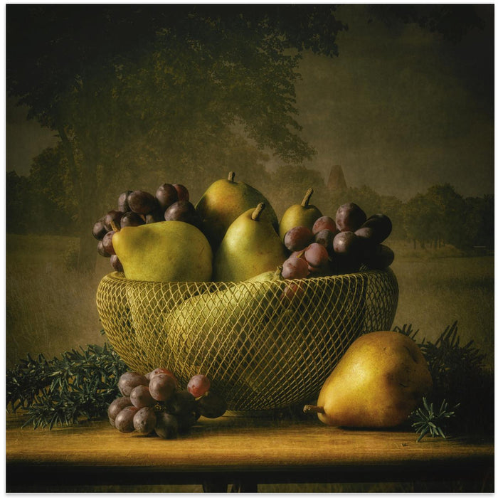 Still life Late Summer Fruit Square Canvas Art Print