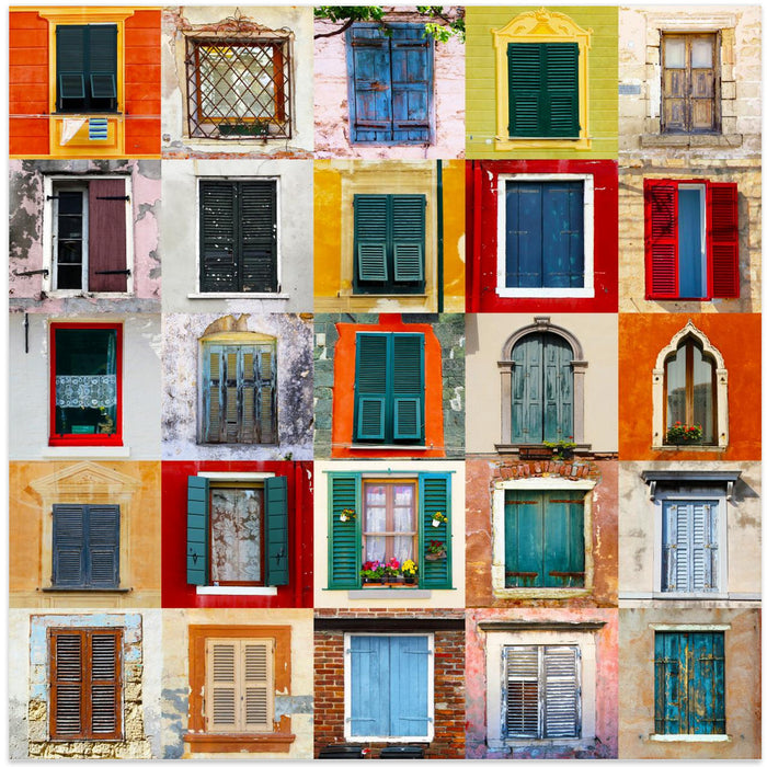 Twenty Five Windows Square Canvas Art Print