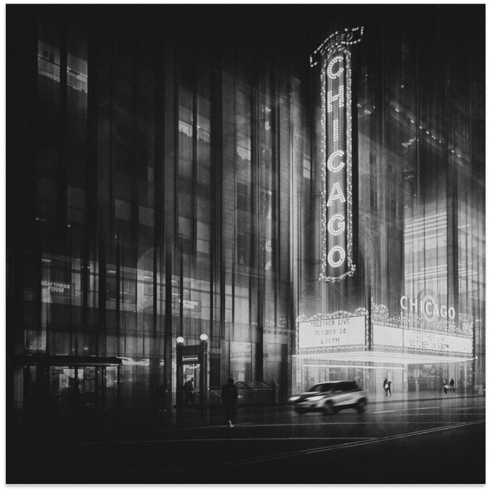 Chicago Theatre Square Canvas Art Print