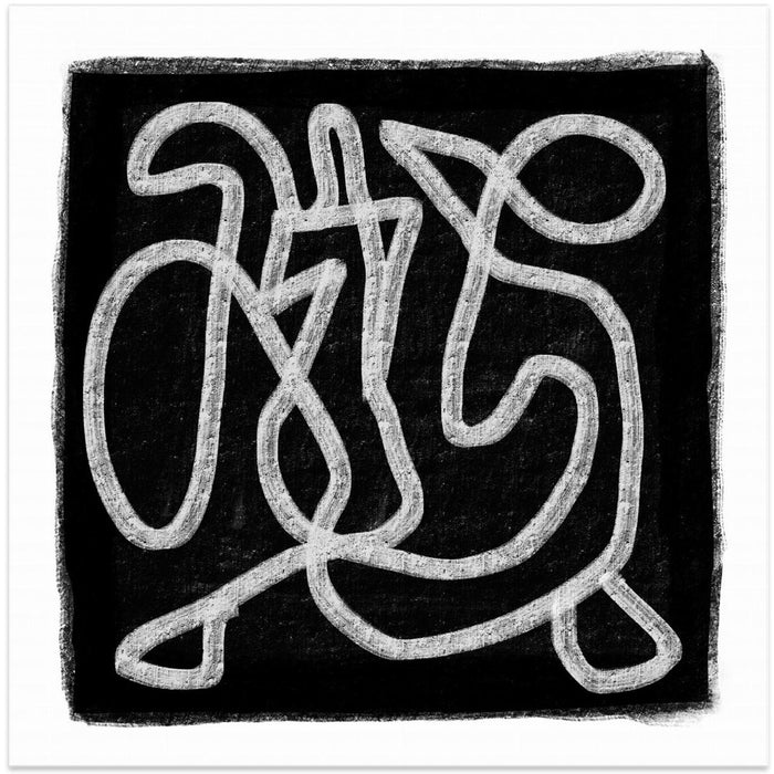 Black Scribble 3 Square Canvas Art