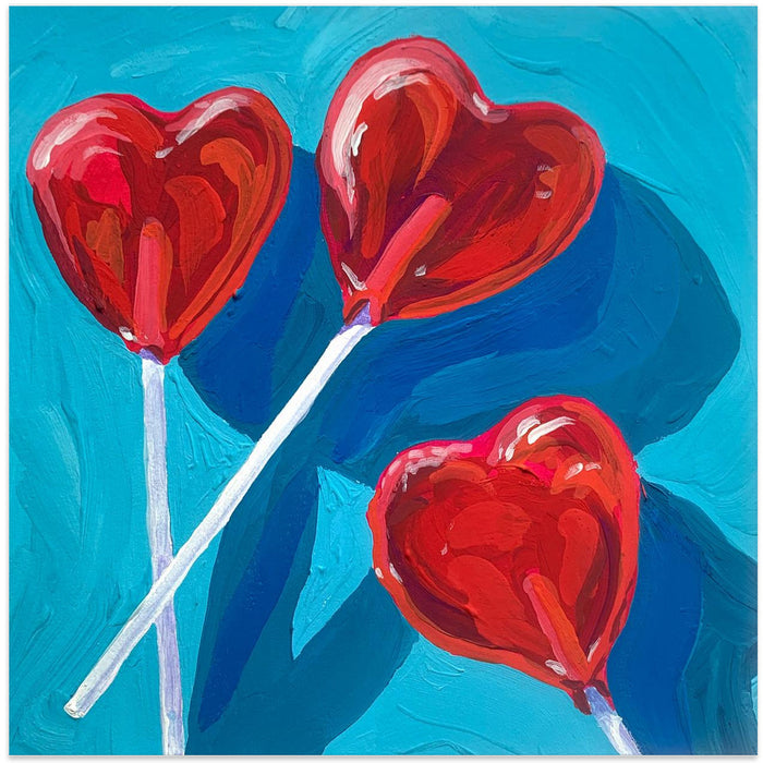 Heart Lollipops Square Canvas Art Print