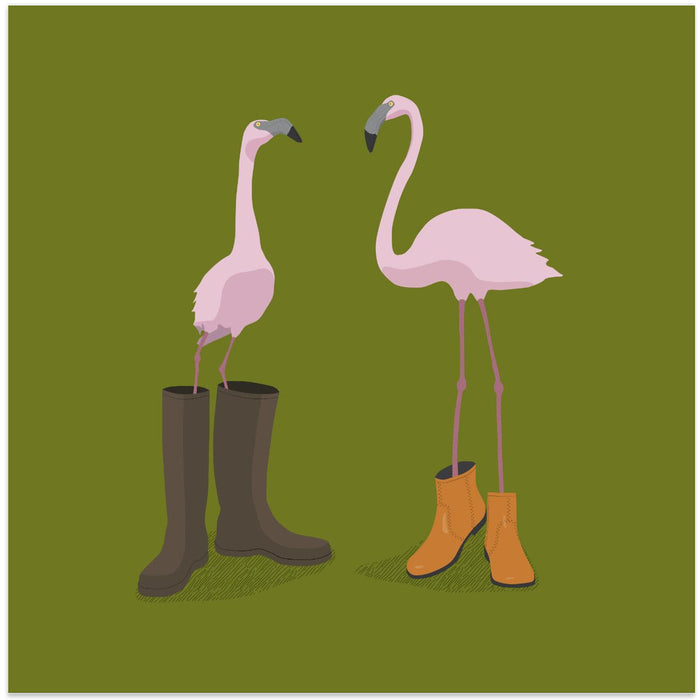 Fashion Flamingos Square Canvas Art