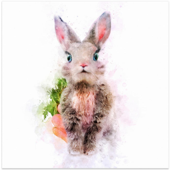 Baby Rabbit Square Canvas Art Print