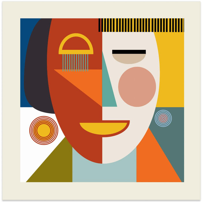 Faces Stripes Minimal Kopie Square Canvas Art