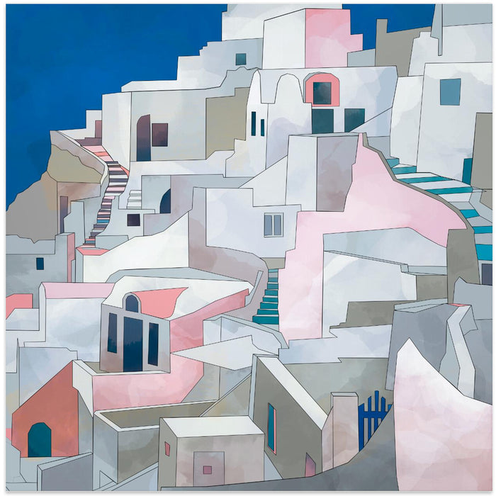 Santorini7x7 Square Canvas Art Print