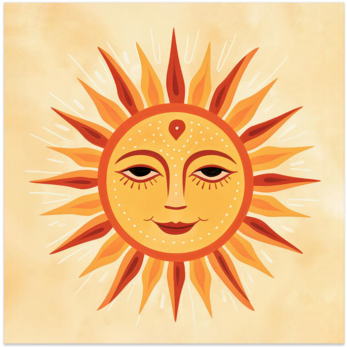 Whimsical Sun Face 2 Square Canvas Art