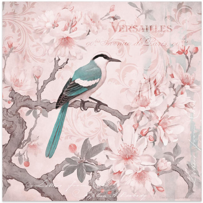 Pastel Pink Springbird Square Canvas Art