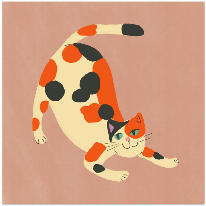 Pouncing cat Var Square Canvas Art Print