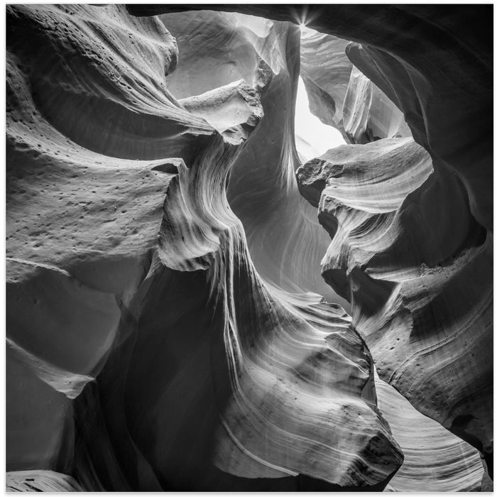 MONOCHROME ANTELOPE CANYON Rock Formation Square Canvas Art Print