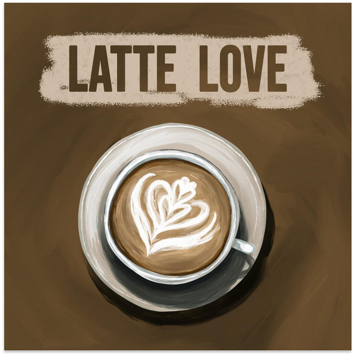 Latte Love Square Canvas Art Print