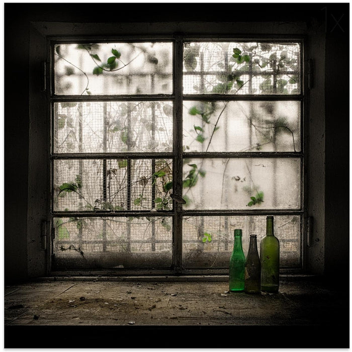 Still-Life with glass bottle Square Canvas Art