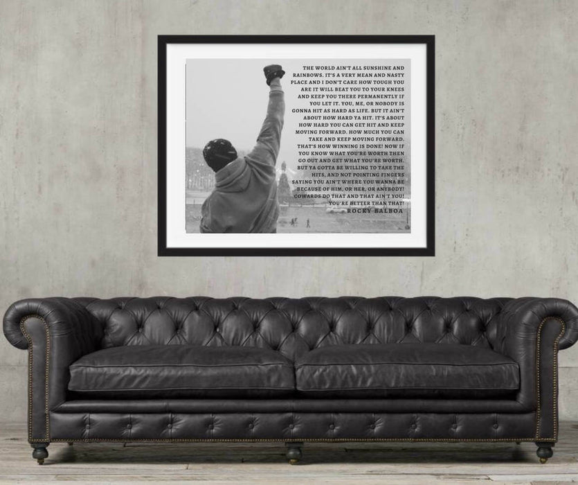 Rocky Balboa Canvas Prints Poster black frame Quote Wall Art Post