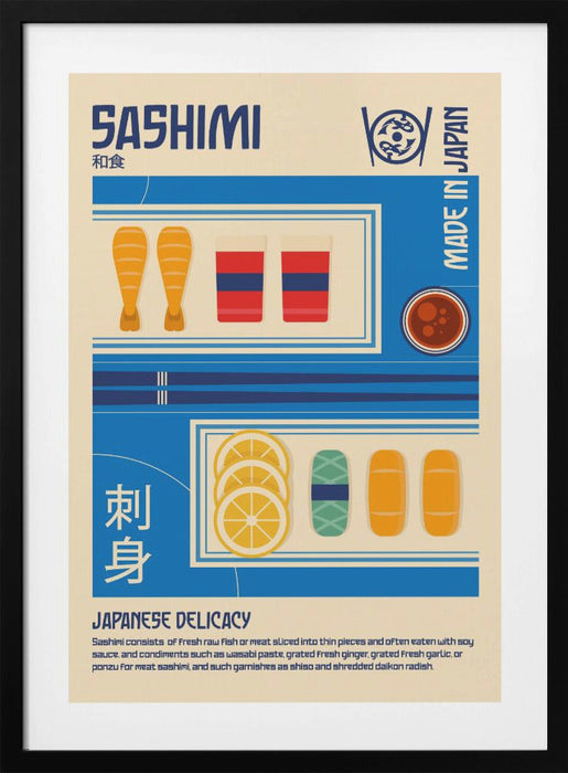 Sashimi Japanese Food Print Framed Art Wall Decor - 16x20 / Black Frame - Framed Art