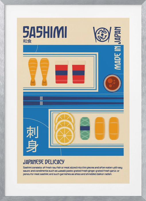 Sashimi Japanese Food Print Framed Art Wall Decor - Framed Art