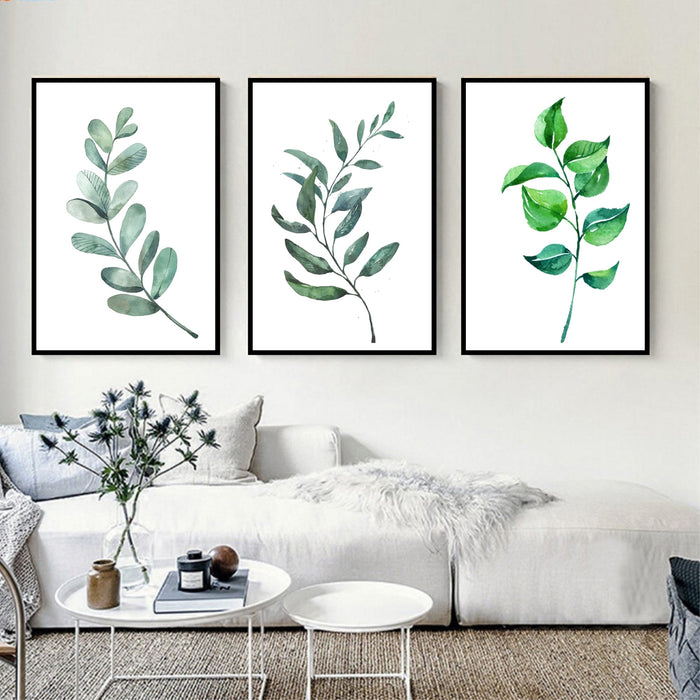 Artwork Set of 3 Tropical Leaf Framed Art Print Set Botanical Home Wall Art