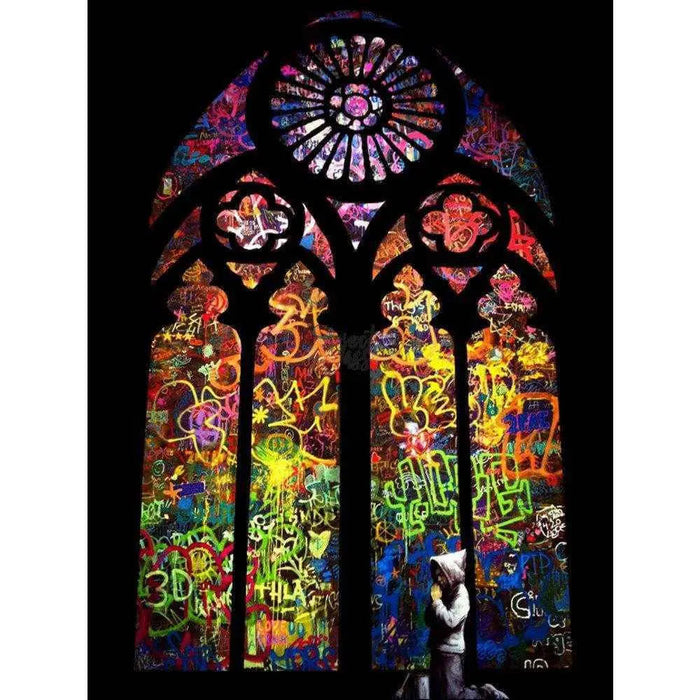 Stained Glass Banksy Graffiti Street art Home decor Picture Frame Store New Jersey