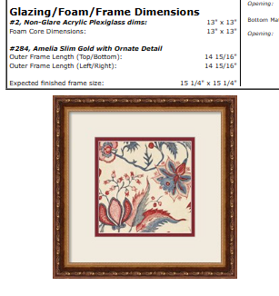 acrylic replacement for 3 frames Framing Details - Order #FA7902941