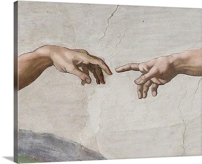 The Creation of Adam by Michelangelo, Classic Framed Art Canvas Prints