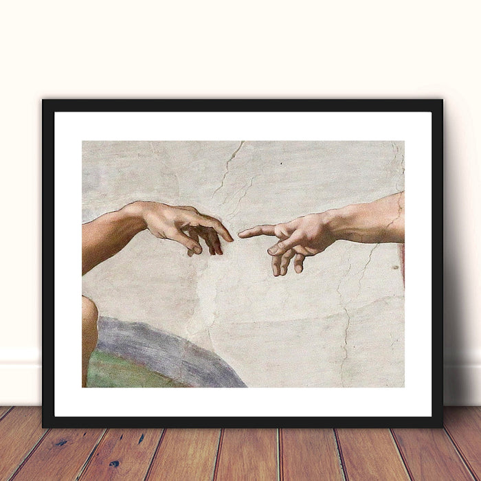 The Creation of Adam by Michelangelo, Classic Framed Art Canvas Prints