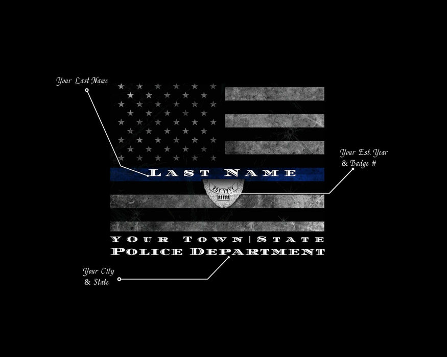 Thin Blue Line Flag Custom art for Police officer gift Art Picture Frame Store New Jersey