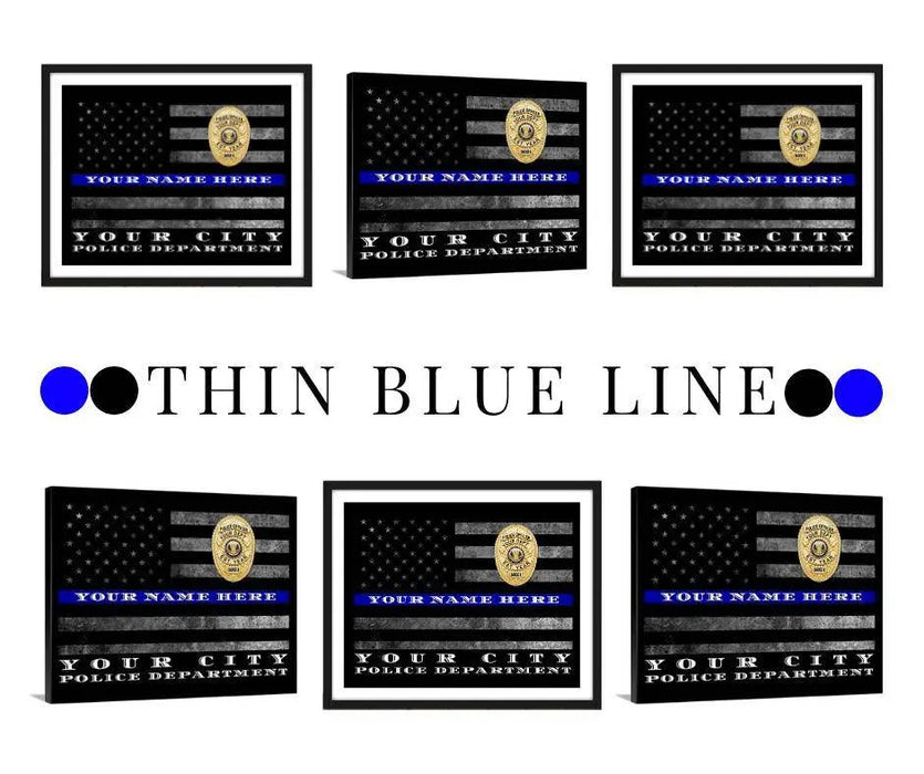 Thin Blue Line Flag Police Officer Gift Art Framed Picture Frame Store New Jersey