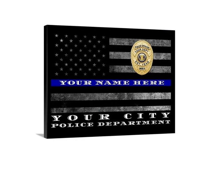 Thin Blue Line Flag Police Officer Gift Art Framed Picture Frame Store New Jersey