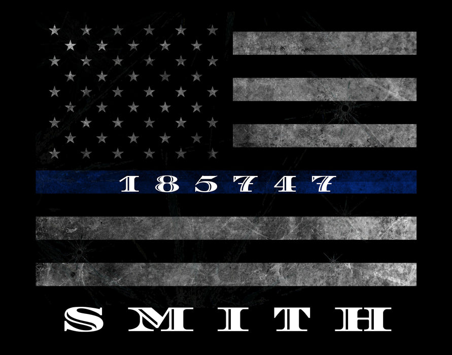 Thin Blue Line American Flag police gift framed wall art