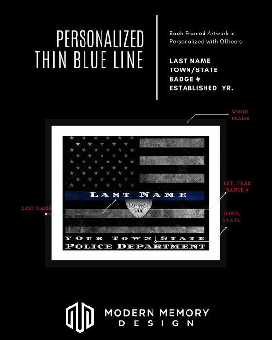 Thin Blue Line Police officer or Firefighter Thin Red Line  Art Picture Frame Store New Jersey