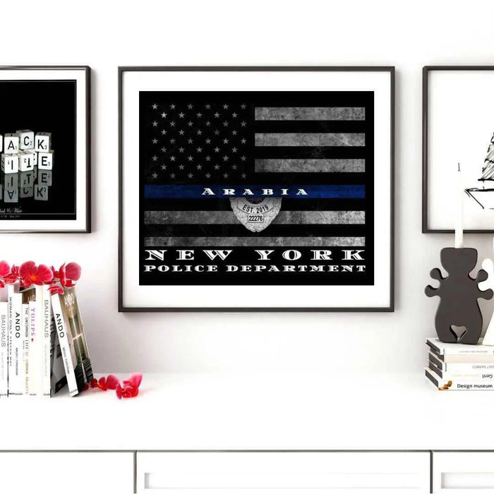 Thin Blue Line Police officer or Firefighter Thin Red Line  Art Picture Frame Store New Jersey