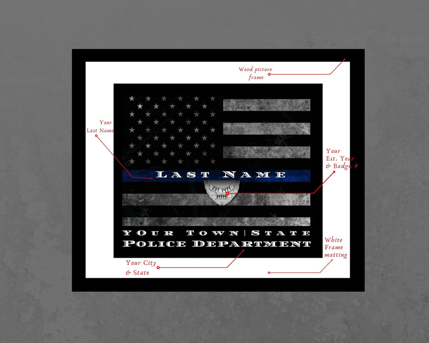 Thin red line flag custom made for firefighter home Picture Frame Store New Jersey