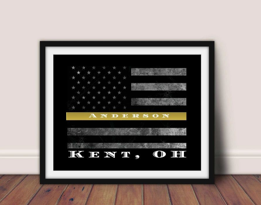 Thin Yellow Line Flag Security Guard Loss Prevention Tow Truck Drivers Picture Frame Store New Jersey