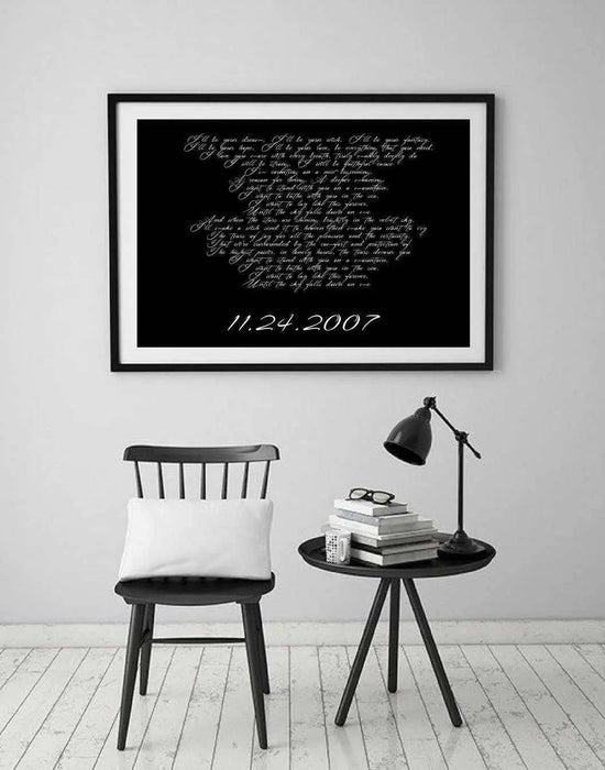 Typography Custom poem word art print sign framed or poster