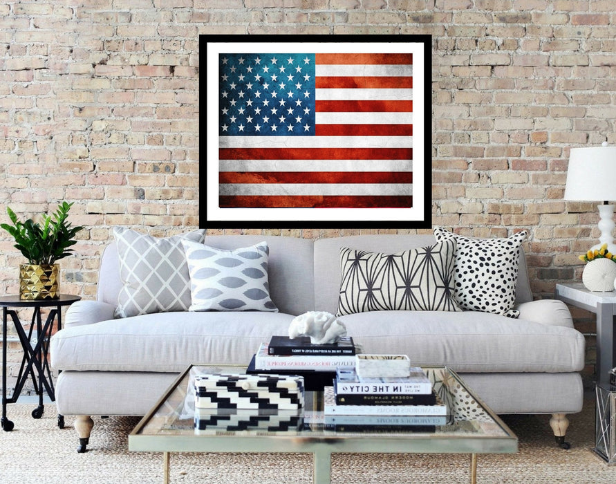 Vintage United states of aAmerican Flag poster Print frame