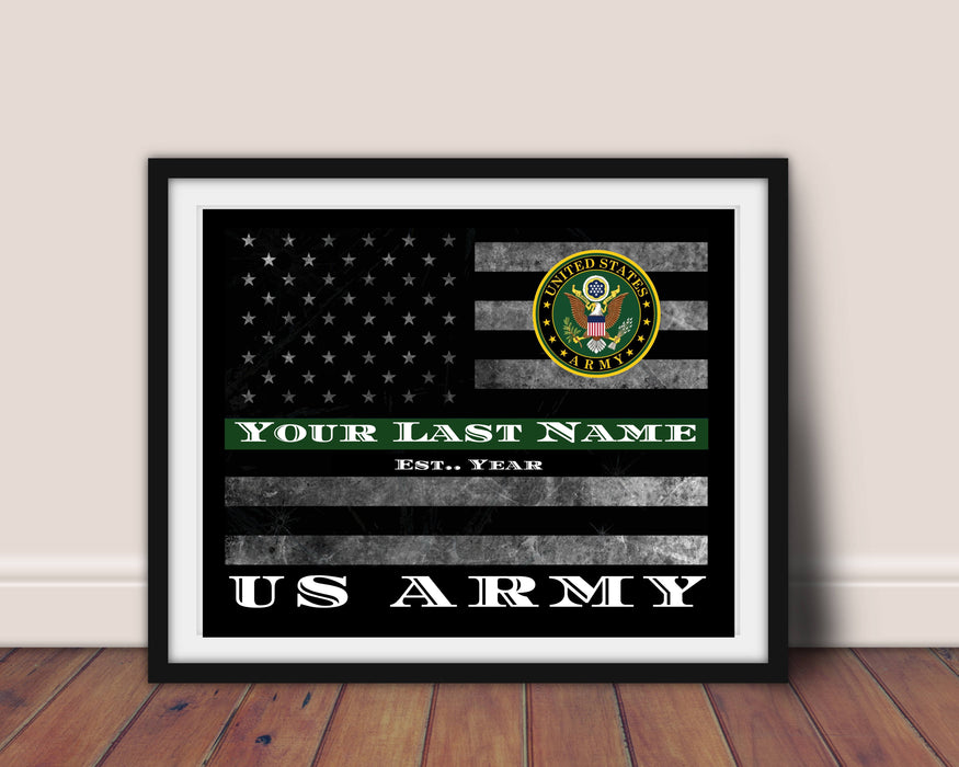 US Army Thin Green Line Flag wall art for US Army Soldier