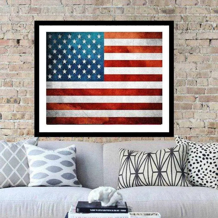 USA Flag State art Vintage American Flag Print Picture Frame Store New Jersey