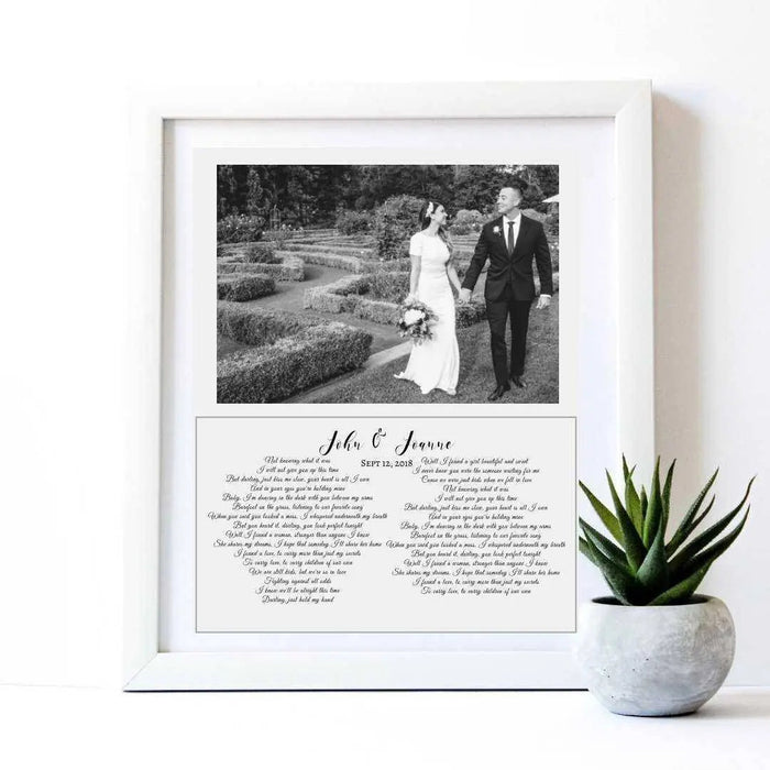 Wedding Anniversary Song Lyric gift framed first dance song art decor